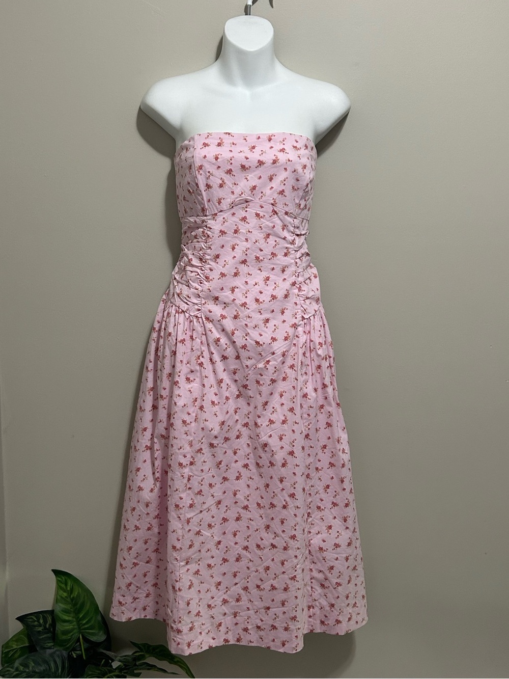 NEW wild fable Pink Floral Strapless Midi Dress